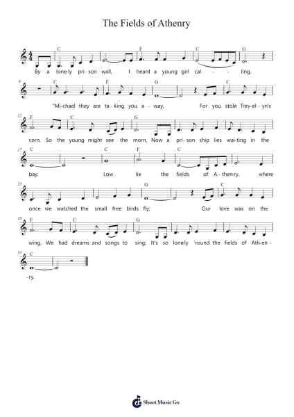 The Fields of Athenry Sheet Music by Pete St. John-Arr.Priney Grelen