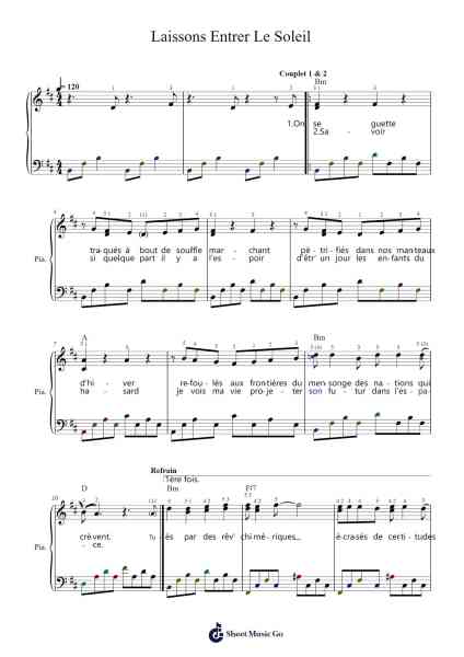 Laissons Entrer Le Soleil Sheet Music by Lanzman, Jacques/Mac Dermot, Galt-Arr.Chilflower