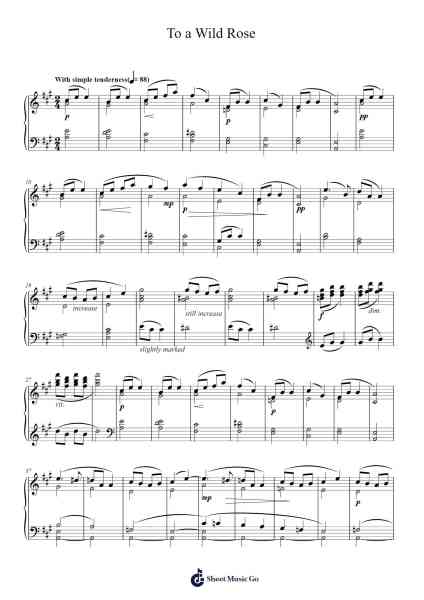 To a Wild Rose, Op. 51, No. 1 Sheet Music by Edward MacDowell-Arr.Alruth