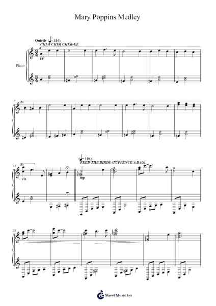 Mary Poppins Medley Sheet Music by Richard M. Sherman/Robert B. Sherman-Arr.Krisbe Chadky