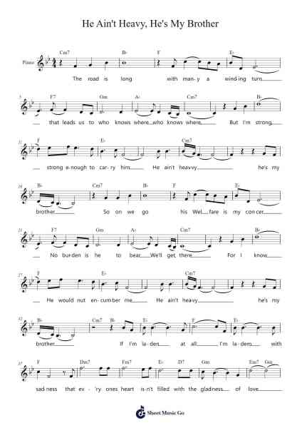 He Ain't Heavy, He's My Brother Sheet Music by Bobby Scott/Bob Russell-Arr.Bclark