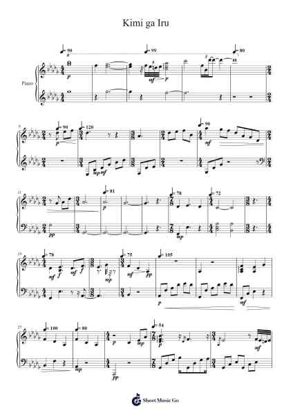 Kimi ga Iru Sheet Music by Masaru Yokoyama-Arr.Louhal