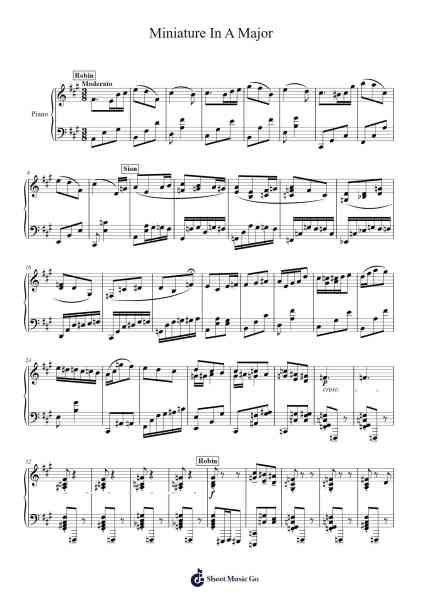 Miniature In A Major Sheet Music by Robin J.F/Sion Gang-Arr.Babphy
