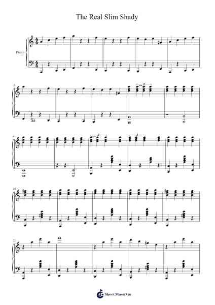 The Real Slim Shady Sheet Music by Eminem-Arr.Jersharp