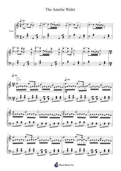 The Amelie Waltz Sheet Music by Yann Tiersen-Arr.Blyder