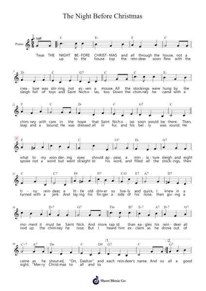 The Night Before Christmas Song Sheet Music by Gene Autry/Johnny Marks/Rosemary Clooney-Arr.Dowar Warford