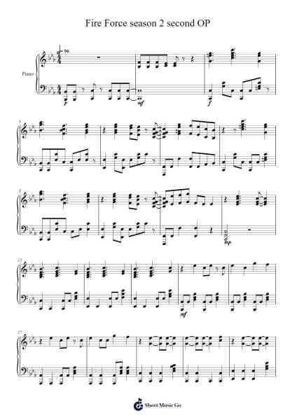 Fire Force season 2 second OP Sheet Music by KANA-BOON-Arr.Debhum Browntor
