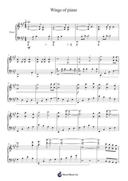 Wings of piano Sheet Music by V.K克-Arr.Graynix Johncarr