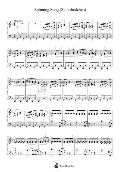 Spinning Song (Spinnliedchen) Sheet Music by Albert Ellmenreich-Arr.Buckclough Woogold