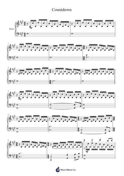 Countdown Sheet Music by myuu-Arr.Sidmons