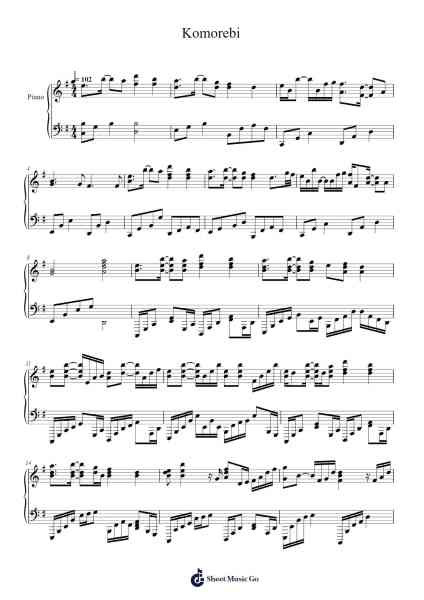 Komorebi Sheet Music by m-taku-Arr.Hoywoolf Lindses