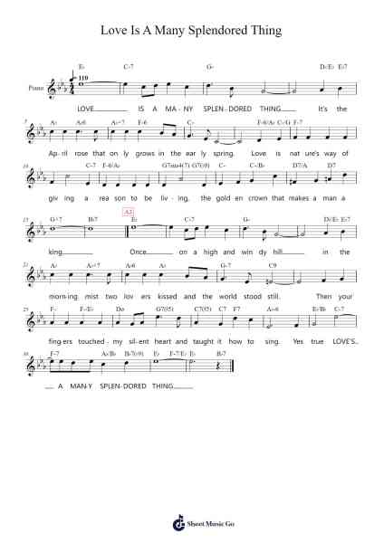 Love Is A Many Splendored Thing Ноты для фортепиано от Sammy Fain-Arr.Comnions Irlay