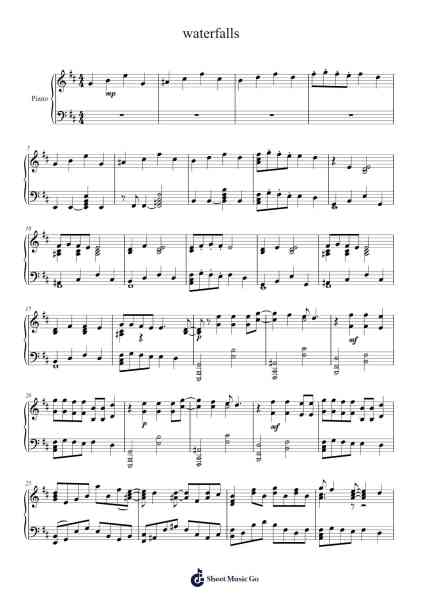 waterfalls Sheet Music by Glass Animals-Arr.Blanes Poyale