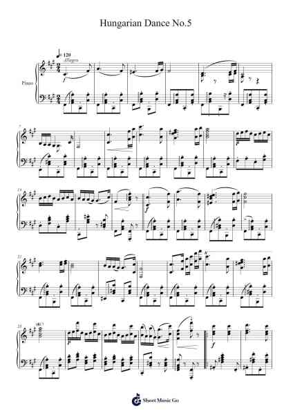 Hungarian Dance No.5 Sheet Music by Johannes Brahms-Arr.Junechad