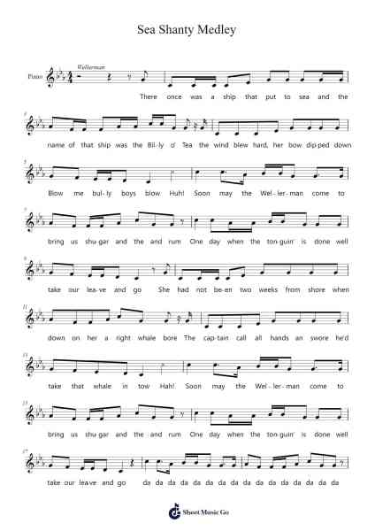 Sea Shanty Medley Sheet Music by Home Free-Arr.Twainryl