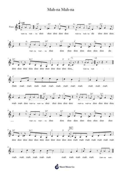 Mah-na Mah-na Sheet Music by Piero Umiliani-Arr.Cherlius Bunearl