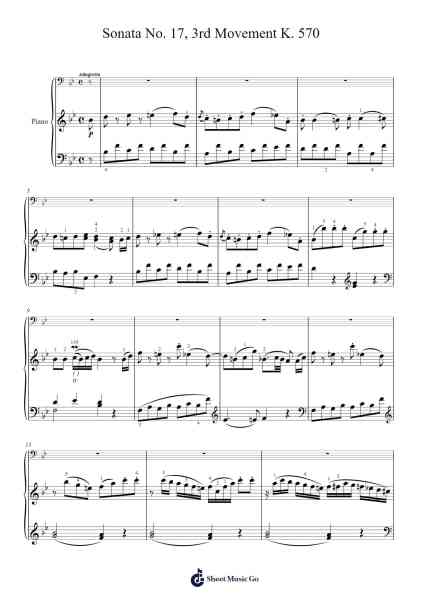 Sonata No. 17 in B-flat Major, K. 570: III. Allegretto Sheet Music by Wolfgang Amadeus Mozart-Arr.Fordtodd