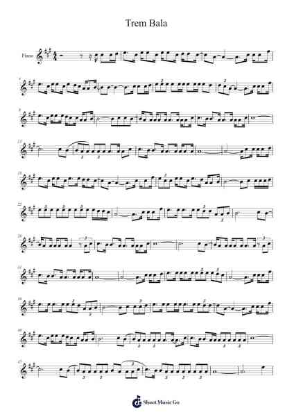 Trem Bala Sheet Music by Ana vilellela-Arr.Kathtta