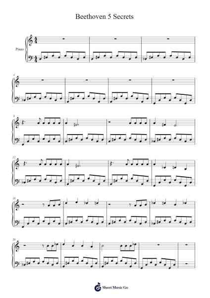 Beethoven 5 Secrets Sheet Music by OneRepublic-Arr.Peagrace Lensid