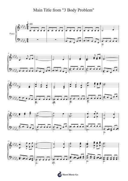 Main Title from "3 Body Problem" Sheet Music by Ramin Djawadi-Arr.Saslaide Wattvic