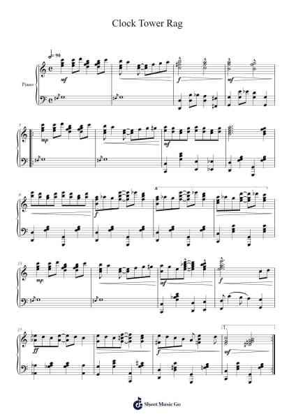 Clock Tower Rag Sheet Music by Fanfoe-Arr.Sylgou