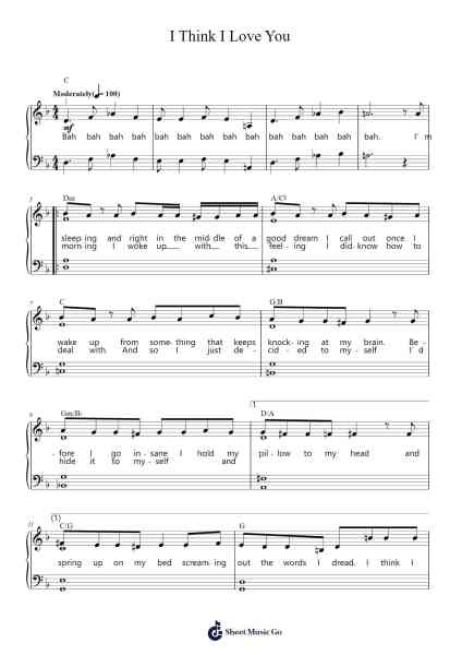 I Think I Love You Sheet Music by The Partridge Family-Arr.Spenvice