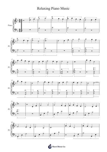 Relaxing Piano Music Sheet Music by undefined-Arr.Rhysboyce