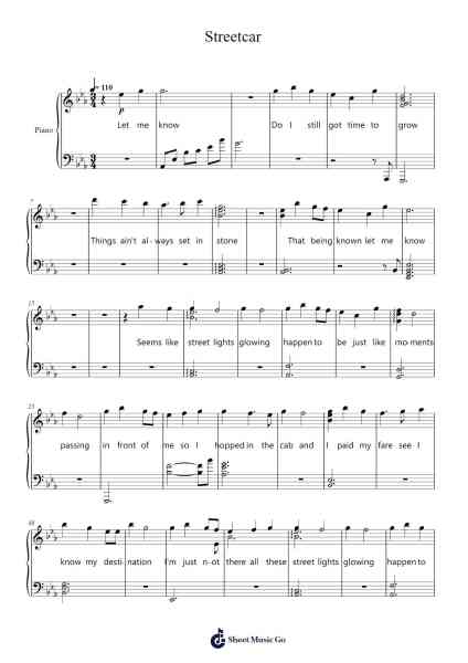 Streetcar Sheet Music by Daniel Caesar-Arr.Gaelroy