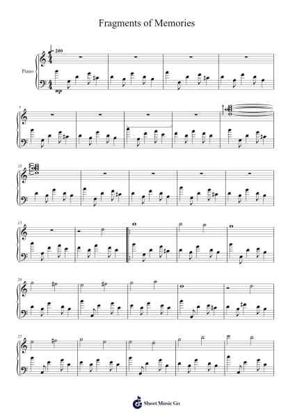 Fragments of Memories Sheet Music by Nobuo Uematsu-Arr.Calgram Louikim