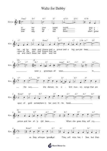 Waltz for Debby Musica per pianoforte di Bill Evans - Arr.Popgram Migcky