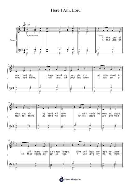 Here I Am, Lord Ноты для фортепиано от Dan L. Schutte-Arr.Lupeg