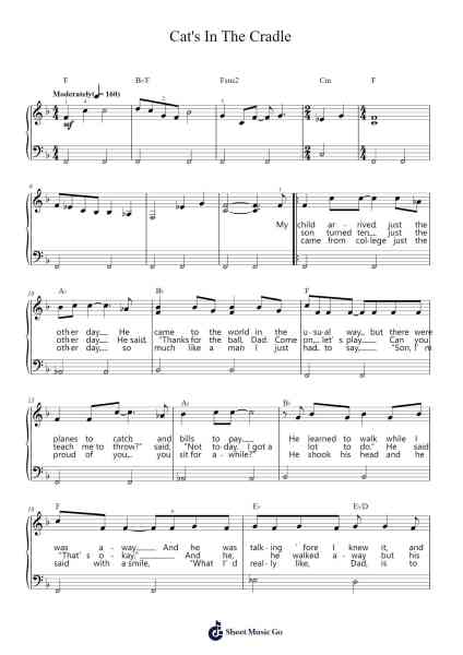 Cat's In The Cradle Sheet Music by Harry Chapin-Arr.Jesphy Vebmons