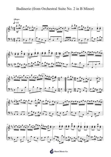 Orchestral Suite No. 2 in B Minor, BWV 1067: VII. Badinerie Sheet Music by Johann Sebastian Bach-Arr.Joypoe Willze
