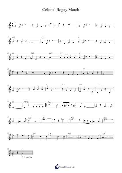 Colonel Bogey March Sheet Music by Lieutenant F.J. Ricketts-Arr.Keyjean Leighmuel