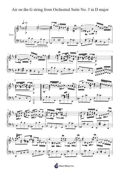 Orchestral Suite No. 3 in D Major, BWV 1068: II. Air on the G String Sheet Music by Johann Sebastian Bach-Arr.Woolas Scriplice