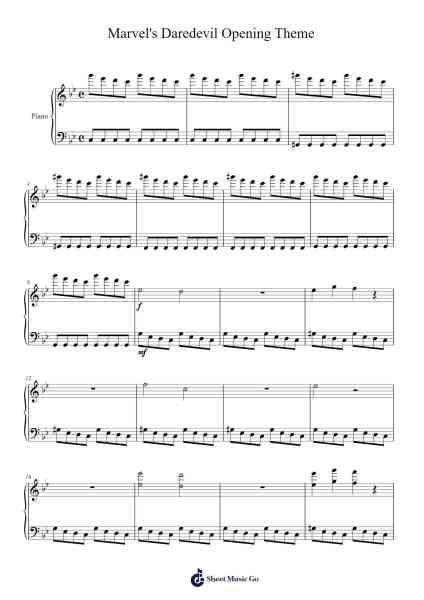 Marvel's Daredevil Opening Theme Sheet Music by undefined-Arr.Souyet Jamesnolds