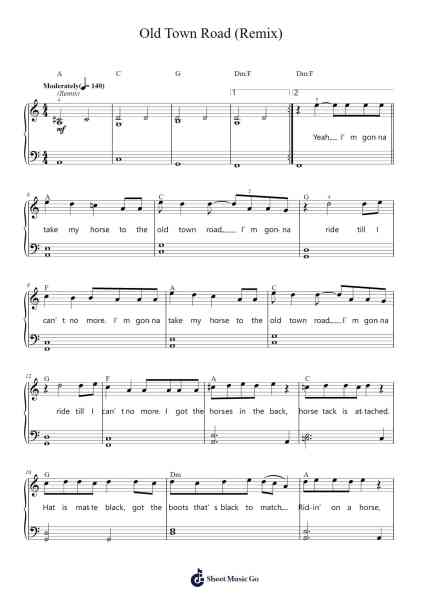 Old Town Road (Remix) Sheet Music by Lil Nas X/Billy Ray Cyrus-Arr.Ianruth Xalain