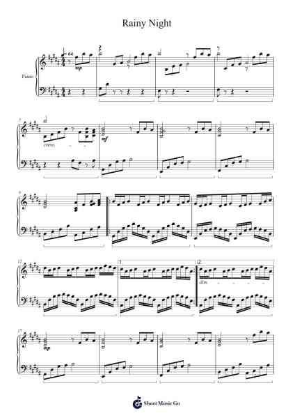 Rainy Night Sheet Music by spark1the1warrior-Arr.Blitheclough