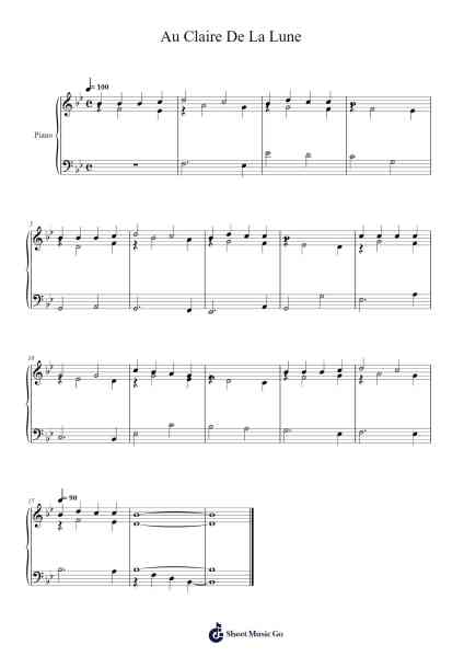 Au Claire De La Lune Sheet Music by undefined-Arr.Faulkvy
