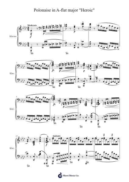 Polonaise in A-flat major, Op. 53 "Heroic" Sheet Music by Frédéric Chopin-Arr.Mattrie