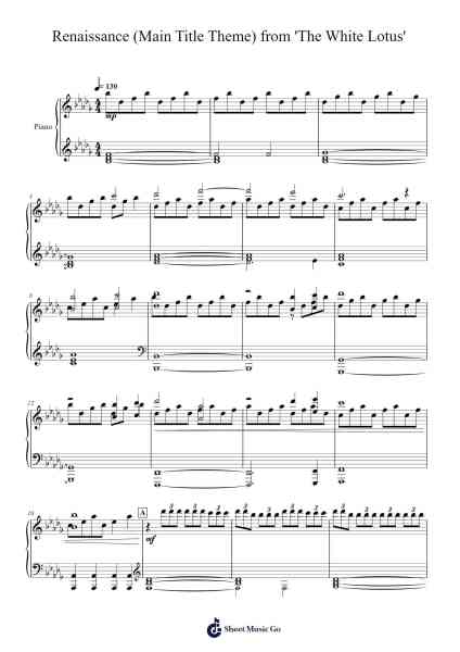 Renaissance (Main Title Theme) from 'The White Lotus' Sheet Music by Cristobal Tapia de Veer-Arr.Wildeh Francesgrace