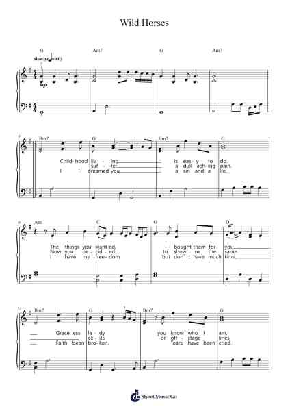 Wild Horses Sheet Music by The Rolling Stones-Arr.Molthel
