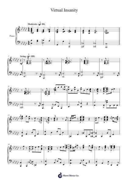 Virtual Insanity Sheet Music by Jamiroquai-Arr.Abralph Strares