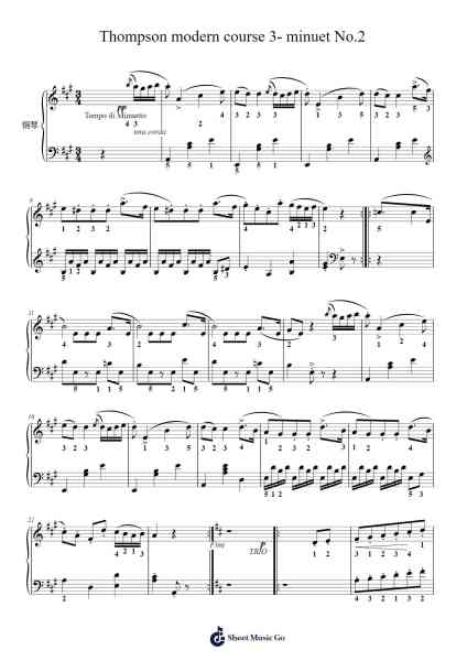 Thompson modern course 3- minuet No.2 Sheet Music by John Thompson-Arr.Diabaird