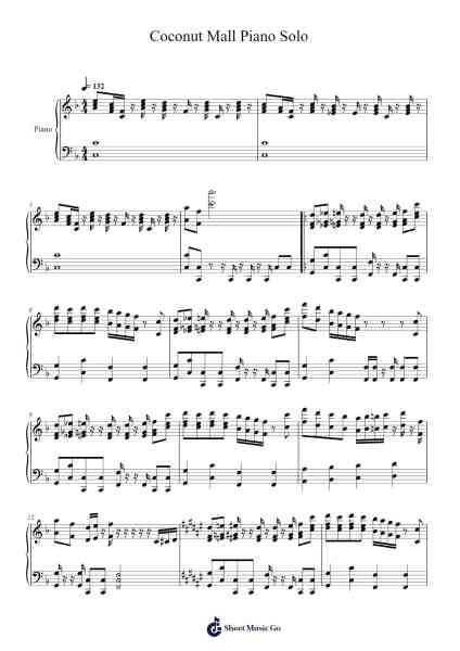 Coconut Mall Piano Solo Sheet Music by Chris Brown-Arr.Franling Godrwood