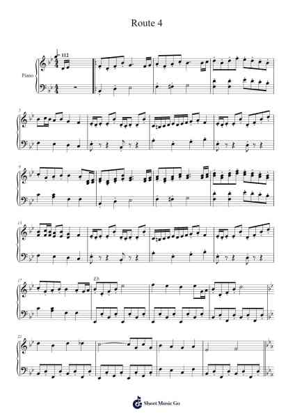 Route 4 Sheet Music by Shota Kageyama-Arr.Huzie