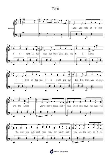 Torn Sheet Music by Natalie Imbruglia-Arr.Luroe Boycefay