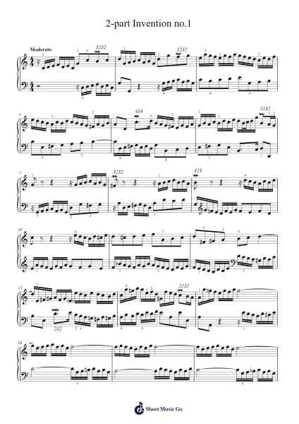 Two-Part Invention No. 1 in C Major, BWV 772 Sheet Music by Johann Sebastian Bach-Arr.Beroll