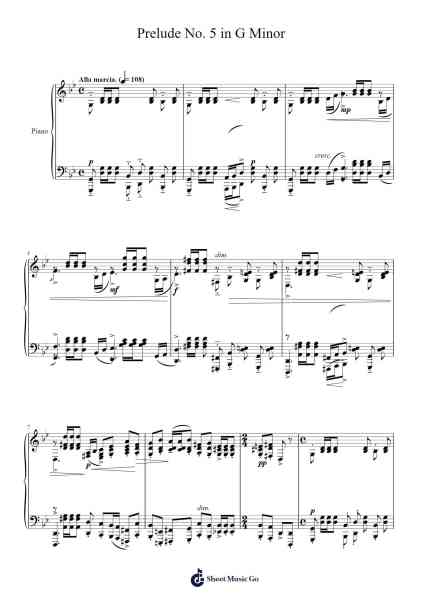 Prelude No. 5 in G Minor Sheet Music by Sergei Rachmaninoff-Arr.Jonric
