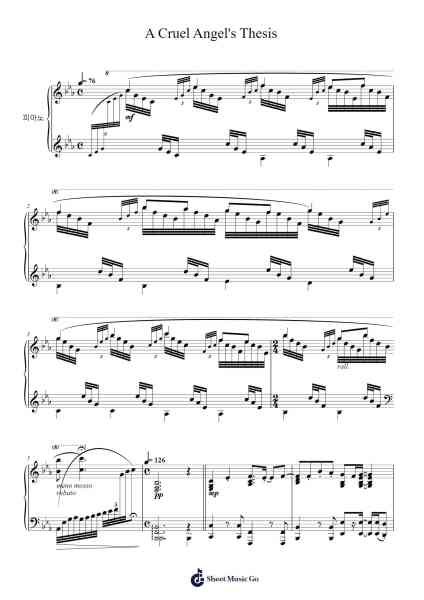 A Cruel Angel's Thesis Sheet Music by Yoko Takahashi-Arr.Canzel